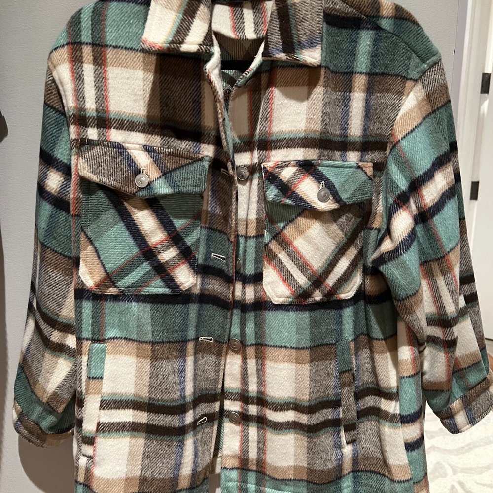 Zara thick flannel shirt jacket